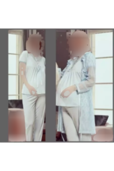 پیژامه شیفون طرح‎دار 3تایی 4903آبی بارداری برند Bone Club کد 1757673669