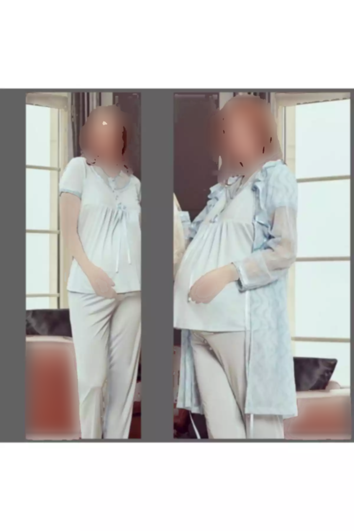 پیژامه شیفون طرحدار 3تایی 4903آبی بارداری برند Bone Club کد 1757673669