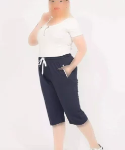 لباس راحتی جیب دار کشی سایز بزرگ سرمه ای زنانه برند Şans کد 1757947263