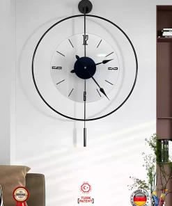 ساعت دیواری شفاف فلزی (مبلمان) دست زدن مشکی برند MetaQuartz Aksesuar کد 1758138070