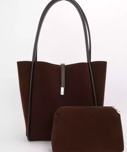 کیف دوشی بسته شدنی جیر آرایش قهوه دستی زنانه سانتی متر برند NOTHING کد 1758177674