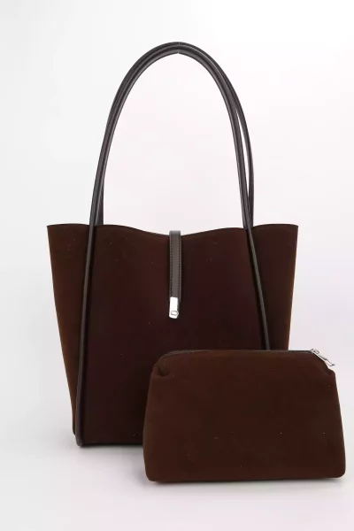 کیف دوشی بسته شدنی جیر آرایش قهوه دستی زنانه سانتی متر برند NOTHING کد 1758177674