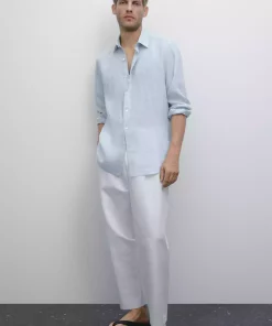 پیراهن اسلیم فیت 100کتان برند Massimo Dutti کد 1757751671