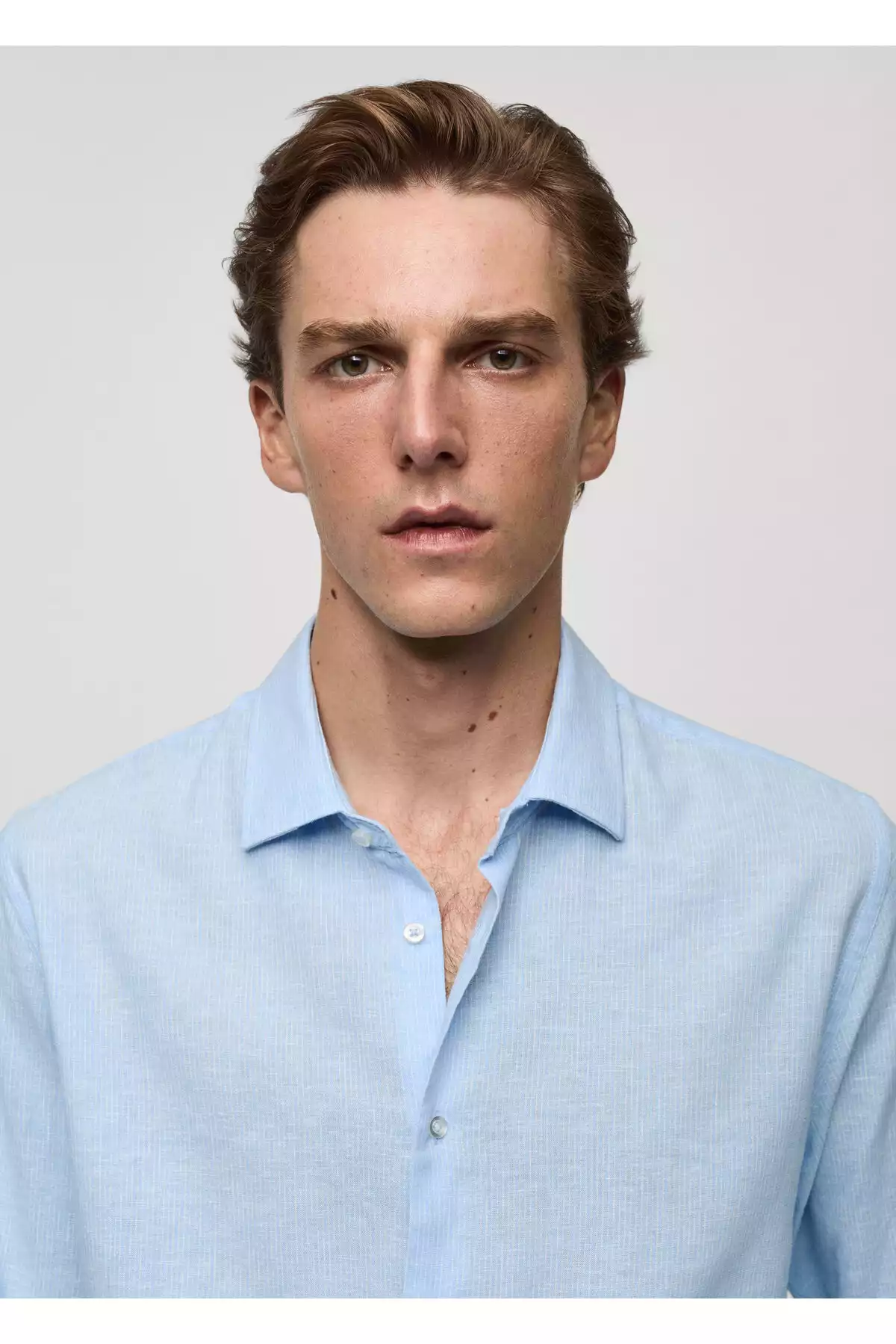 پیراهن آبی آسمانی مردانه برند MANGO کد 1757752149