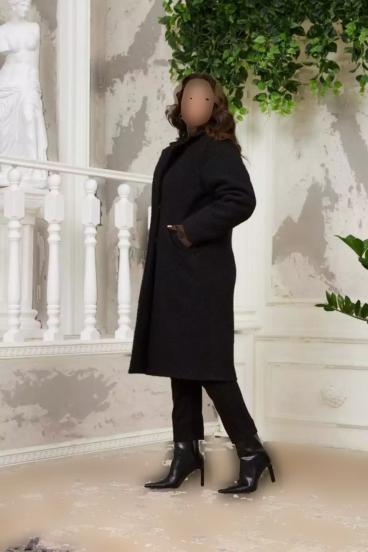 داخل آستردار سایز بزرگ پالتو مشکی گودی برند Rmg کد 1757342709