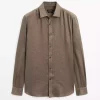 پیراهن اسلیم فیت 100کتان برند Massimo Dutti کد 1757754849