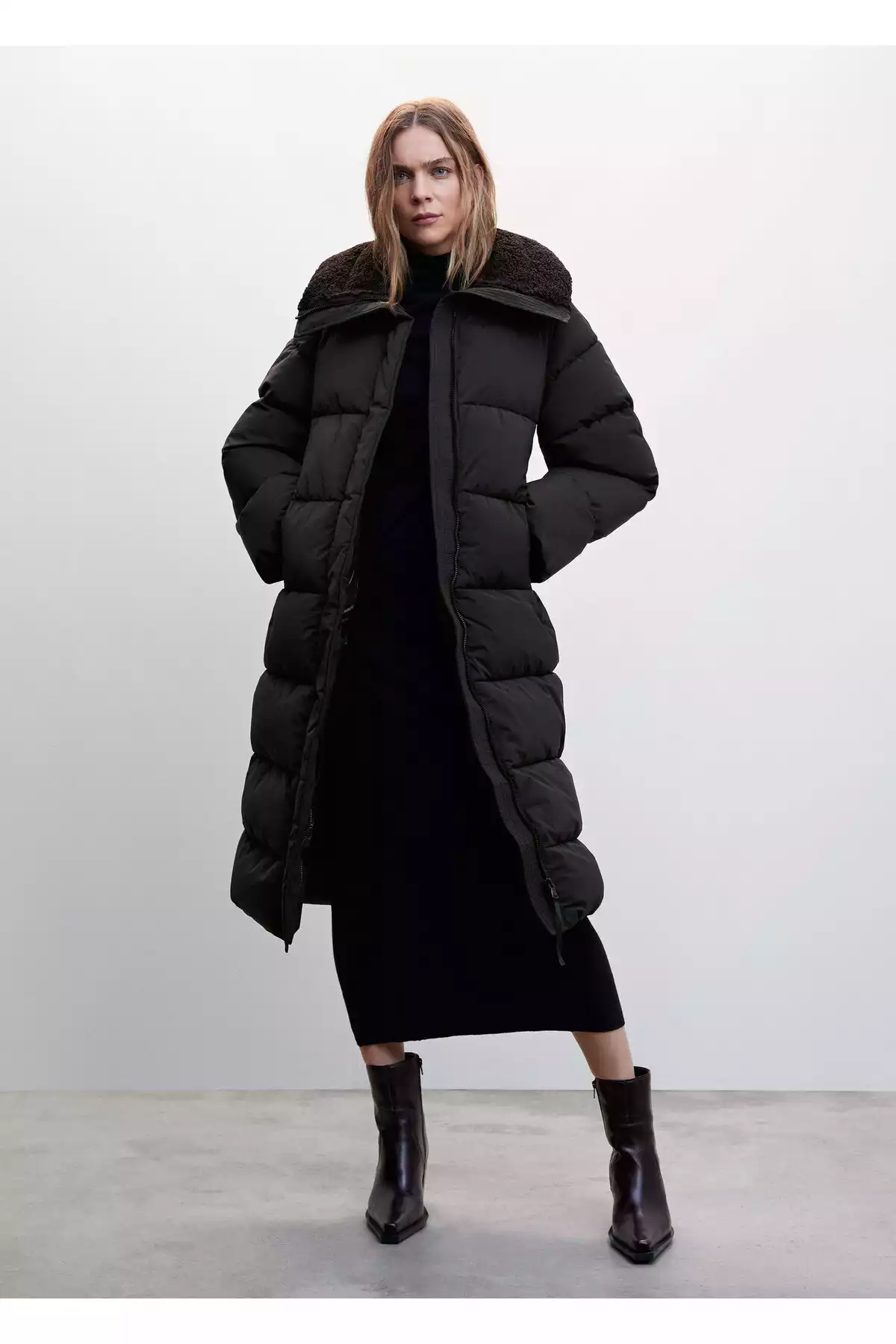 کاپشن مشکی زنانه برند MANGO کد 1757704990