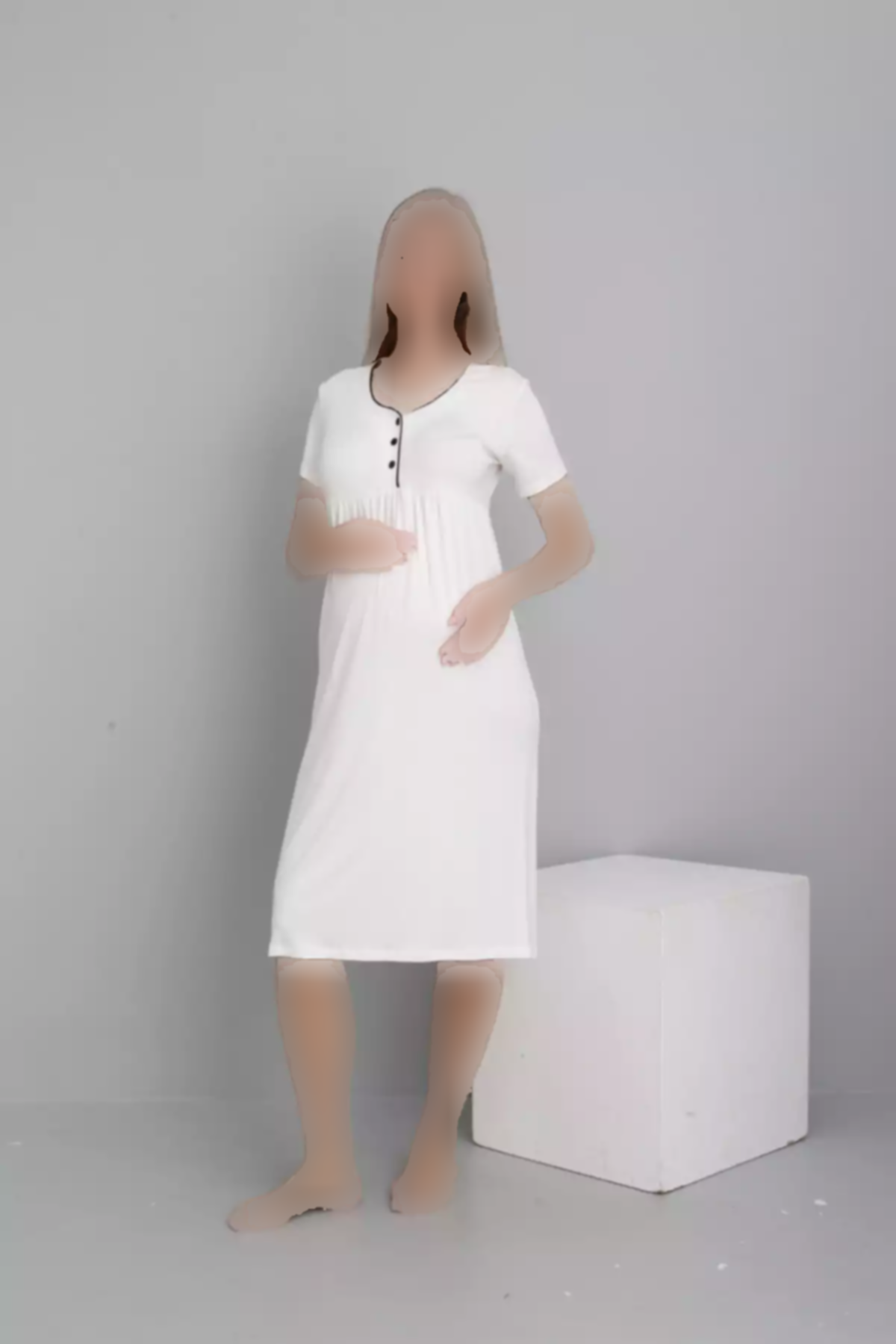 پیژامه ست 4تکه آستین کوتاه لباس بلند و گشاد سفید بارداری برند Miss Dünya Lissa کد 1757763670