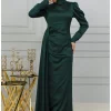 لباس مجلسی ساتن پیله دار سبز زمردی برند sefamerve کد 1758126671
