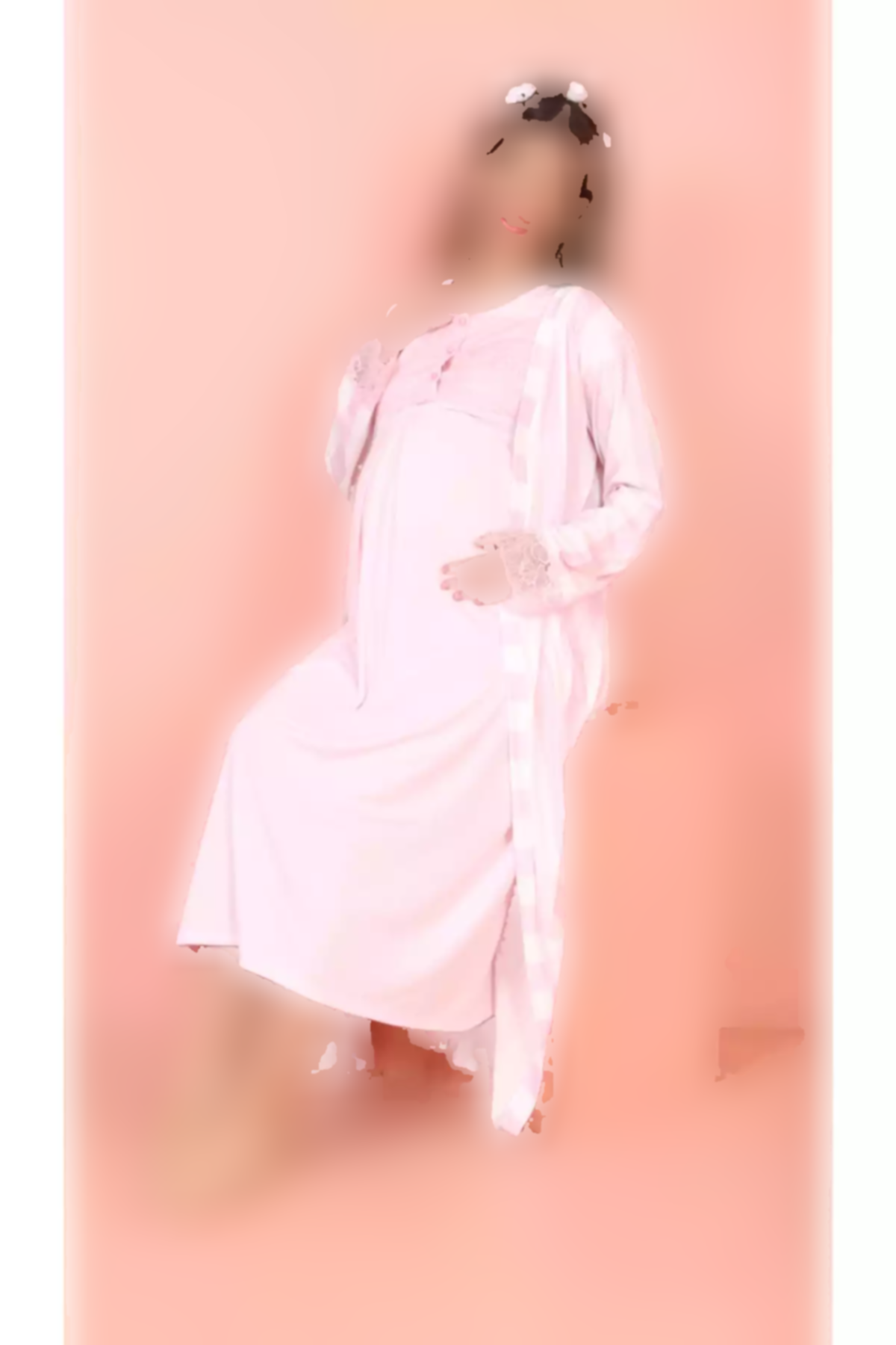 ست لباس شب دکمهدار 2تکه بلند و گشاد بارداری برند JENİKA کد 1758055263