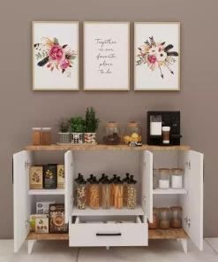 کابینت کمد آشپزخانه انبار گوشه ای اتلانتیک 1کشودار 4تاشو سفید چند کاربردی قهوه نودودو برند Mirobi کد 1758346385