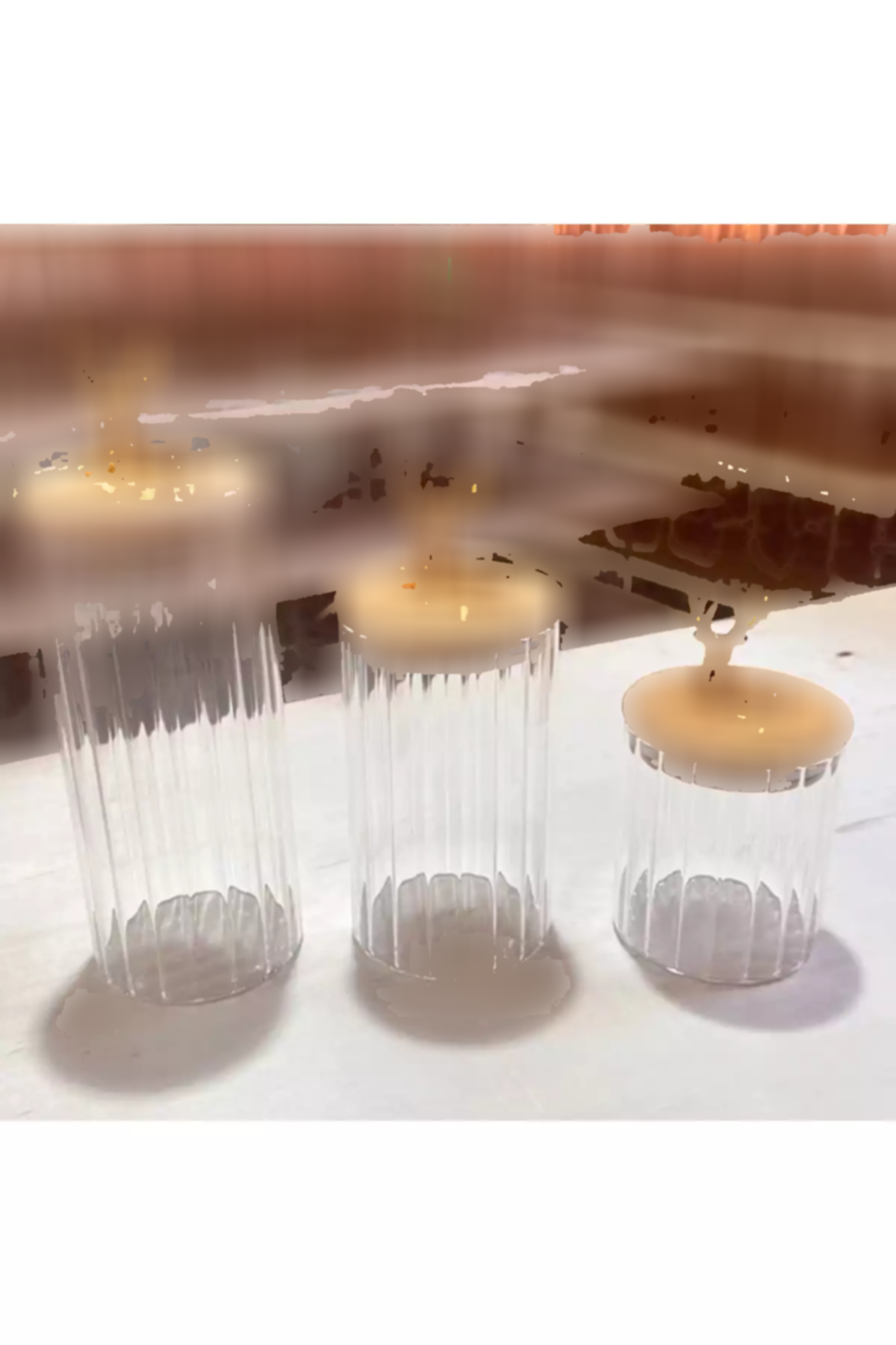 ظرف نگهداری گوزن شیشه ای بامبو راهراه شکلدار دربدار برند Paşabahçe کد 1758458472