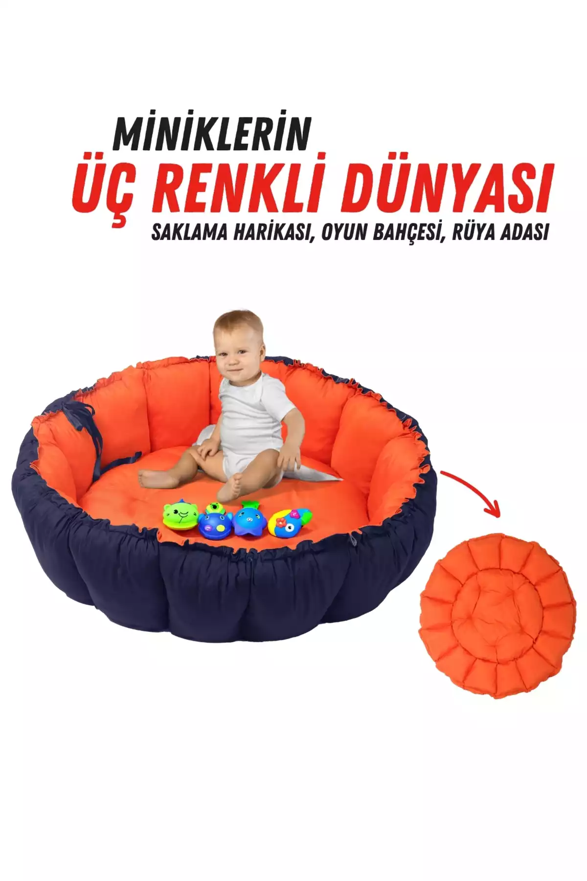 سبد تخت خواب کریر گرد 10 سرمه ای استخر ، اسباب بازی کوسن عزیزم برند XPERMATE کد 1757090650