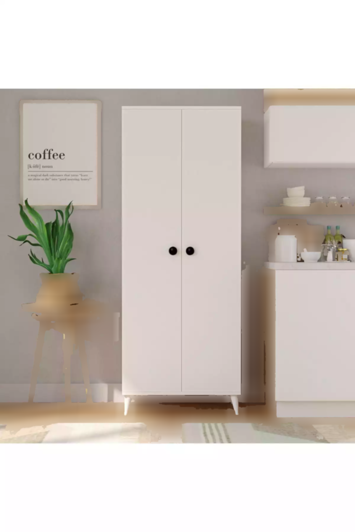 کابینت حمام آشپزخانه 5طبقه دار 2دربدار سفید چند کاربردی برند İMBAŞ کد 1758001265