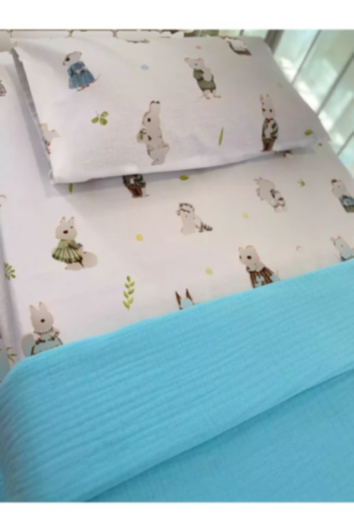 بالشت و رویه ملحفه کاوردار ست خواب بچه گانه کودک کشی 100پنبه برند BABY HAN CONCEPT کد 1757090648