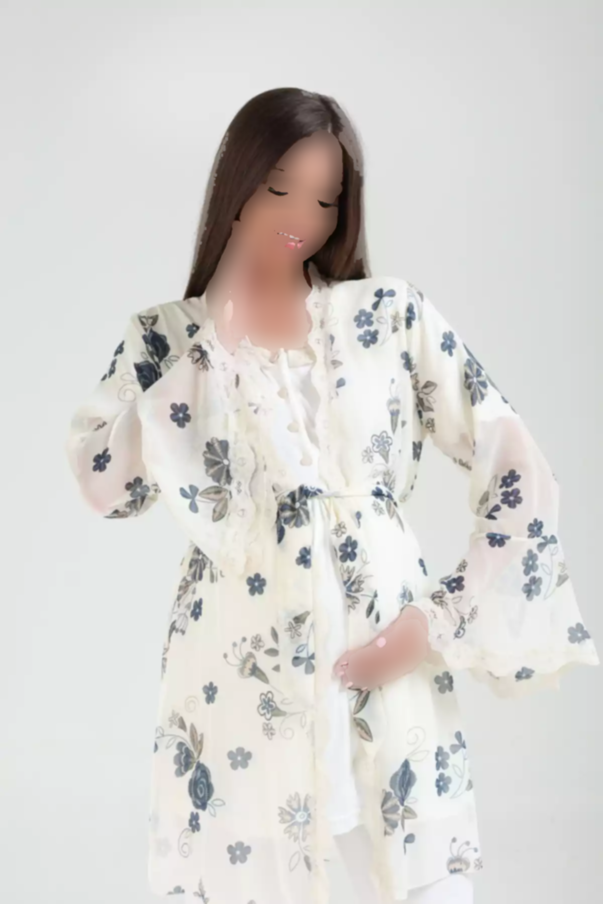 لباس راحتی ست توری طرحدار طراحی ویژه والاندار سرمه ای بارداری زنانه برند Lohussa کد 1756946470