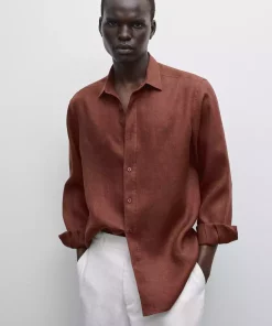 پیراهن اسلیم فیت 100کتان برند Massimo Dutti کد 1757751969