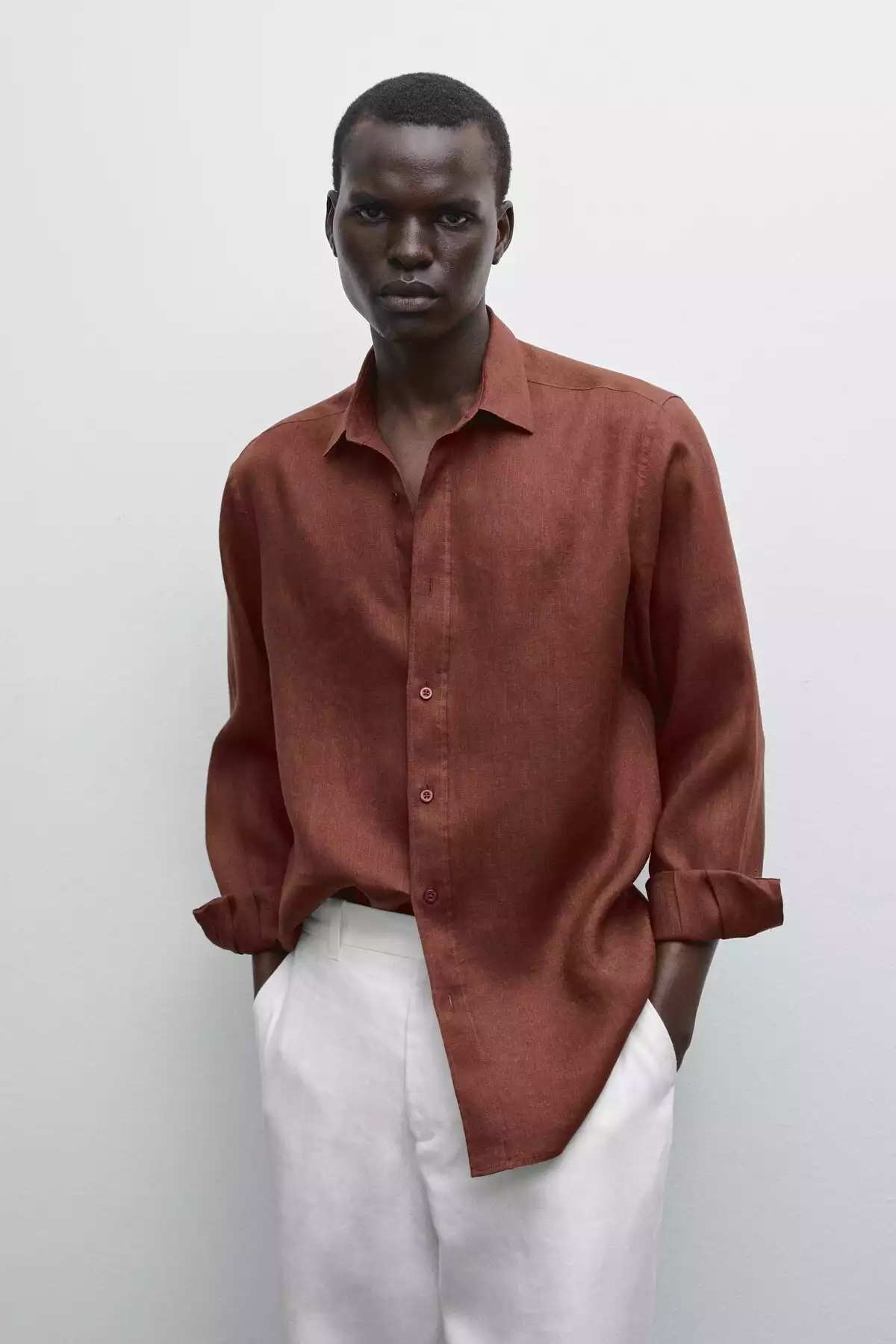 پیراهن اسلیم فیت 100کتان برند Massimo Dutti کد 1757751969