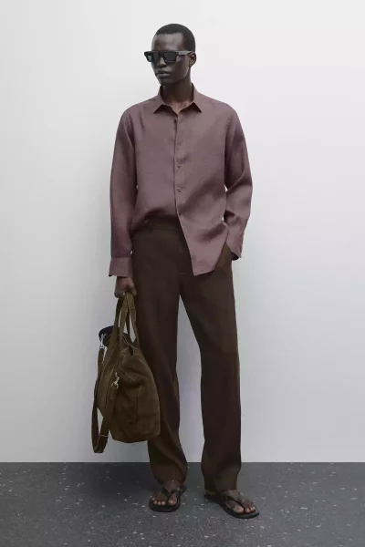 پیراهن اسلیم فیت 100کتان برند Massimo Dutti کد 1757751909