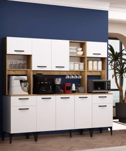 کابینت سبد گوشه ای قسمته اجاق گاز سفید قهوه سرخ کن هوا طبقه دار بند‎دار چند کاربردی برند Avmpark کد 1758357664
