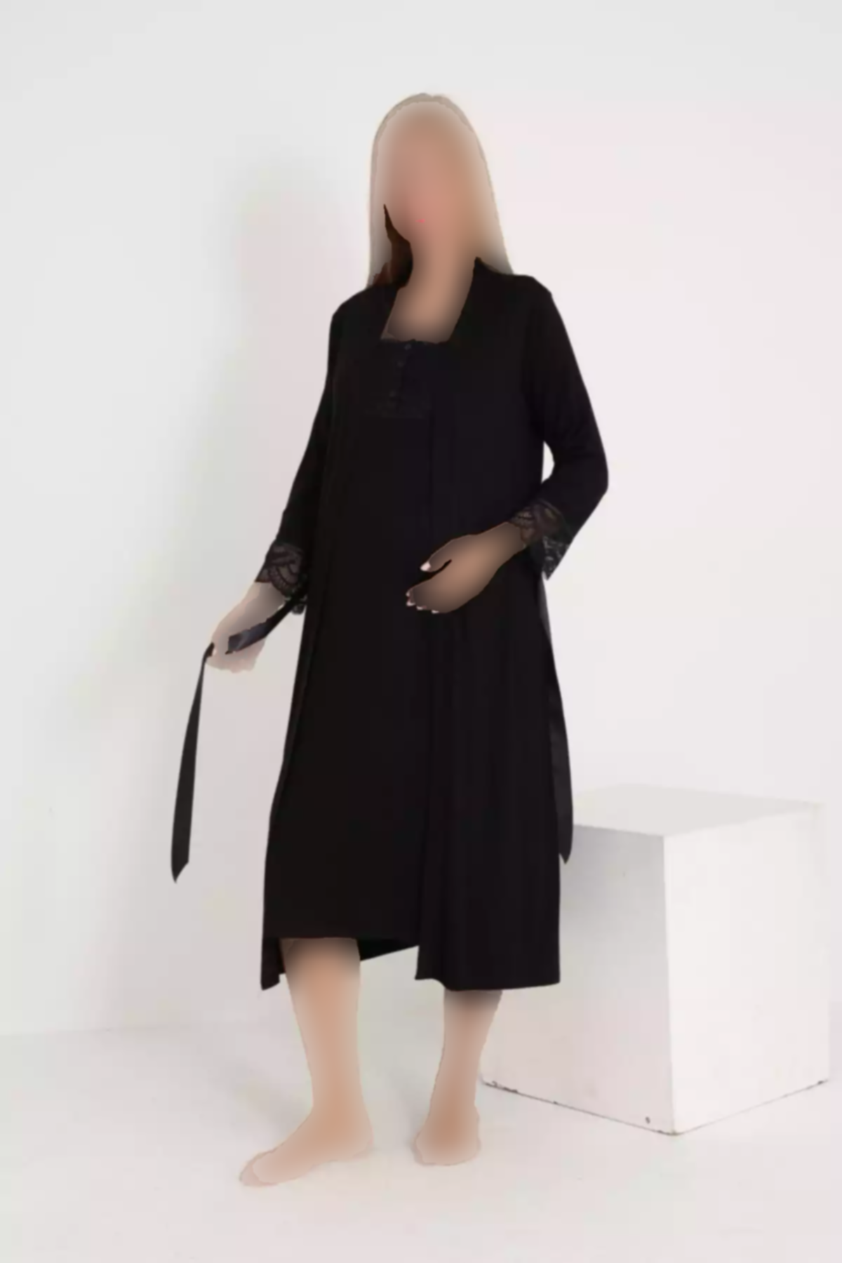 ست لباس شب بارداری مشکی برند Miss Dünya Lissa کد 1757668869