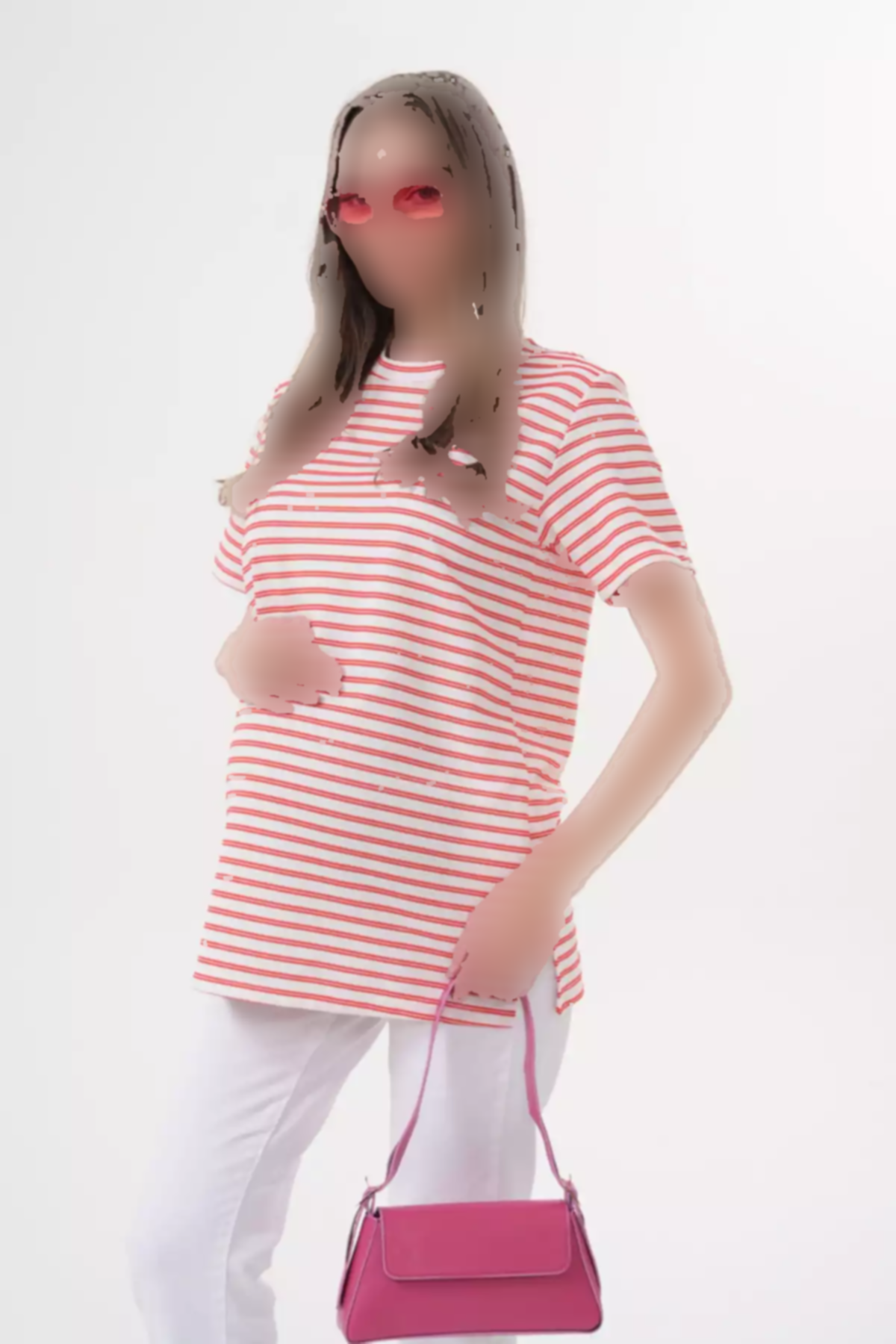 تیشرت راهراه آستین کوتاه یقه گرد بارداری برند Miss Dünya Lissa کد 1758285667