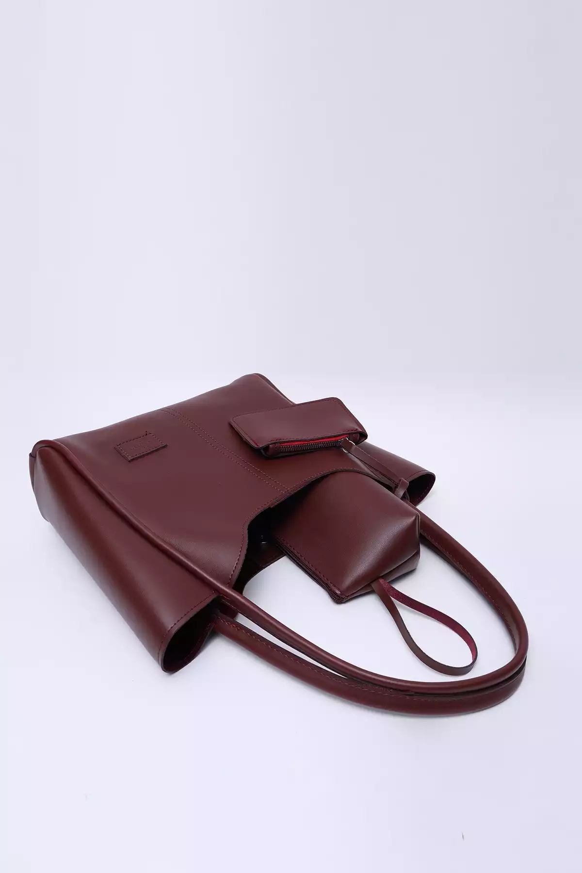 کیف دوشی با چرم مصنوعی آرایش دستی زنانه زرشکی برند Shaka کد 1758440467