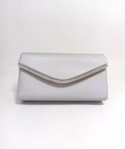 کیف مجلسی نگین دار ساتن نقره زنانه برند dizaynbag کد 1758404464