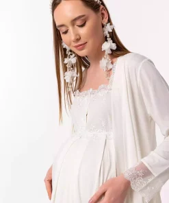 ست لباس شب بلند و گشاد شیری بارداری برند ByLohusa کد 1758055269