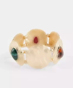 دستبند نگین دار سبز طلایی زرشکی زنانه برند Defacto کد 1757272567