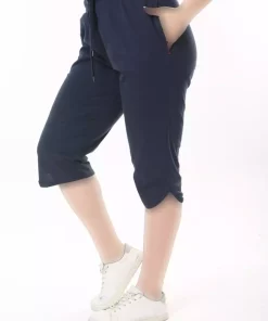 جیب دار کشی کمر پارچه پنبه ای بند سایز بزرگ سرمه زنانه برند Şans کد 1757947266