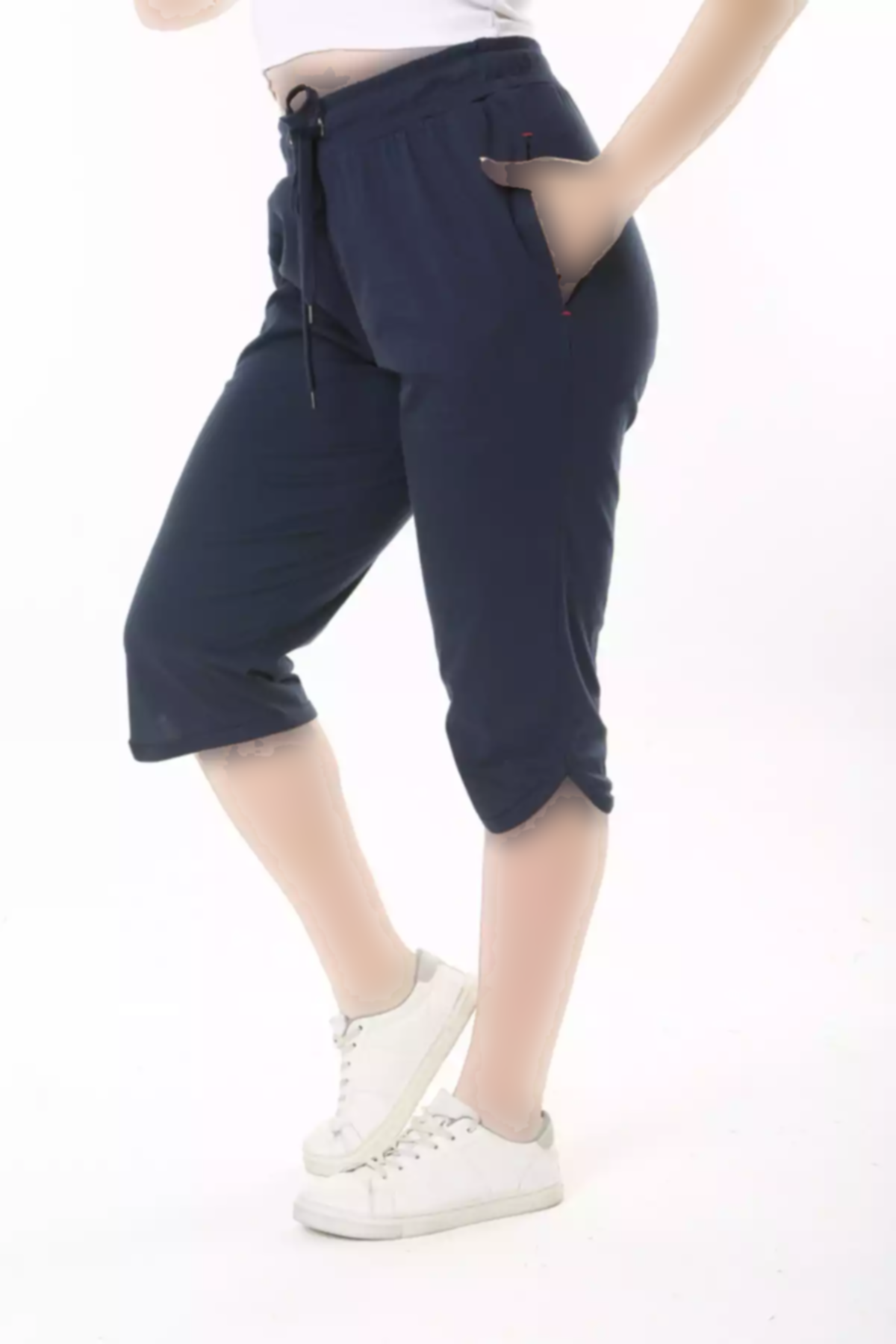 جیب دار کشی کمر پارچه پنبه ای بند سایز بزرگ سرمه زنانه برند Şans کد 1757947266