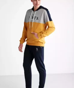 ست لباس راحتی نوشته 2نخ پاچه آستین چاپی کلاهدار مردانه یقه دار برند U.S. Polo Assn. کد 1759200132