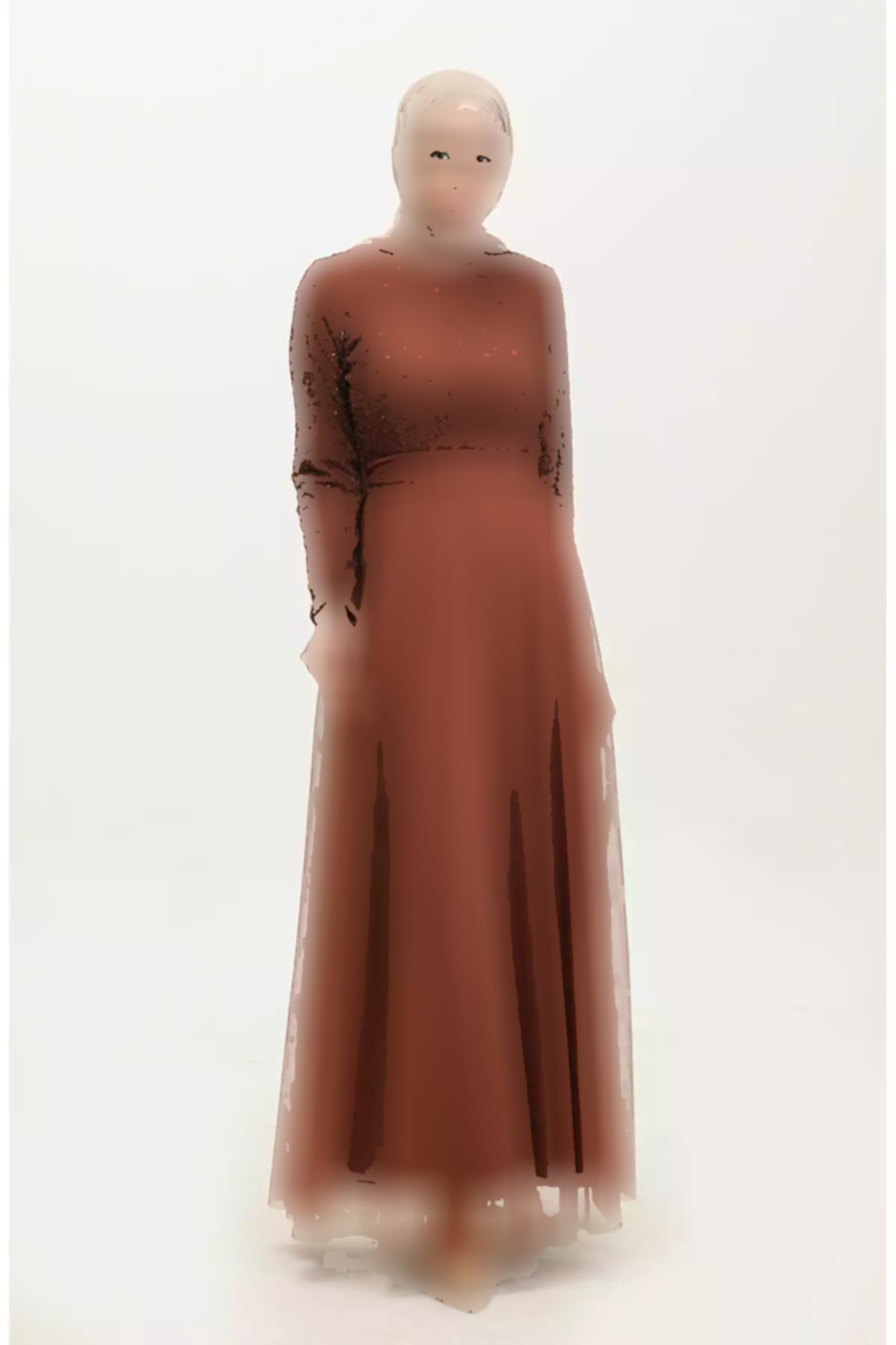 لباس مجلسی توری قهوهای کمربند دار برند sefamerve کد 1758127882