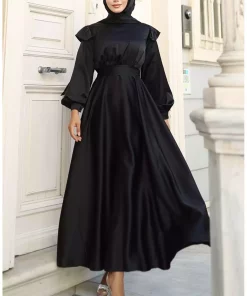 لباس مجلسی شانه ساتن چیندار مشکی برند sefamerve کد 1758126668