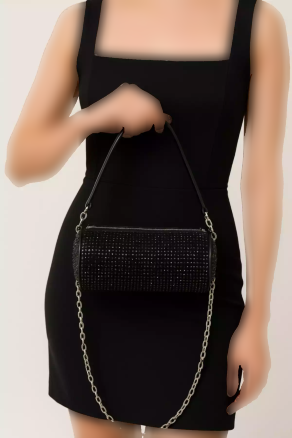 شب استوانه نگین دار مشکی کیف لوله زنانه بنددار برند vaavbag کد 1758415271