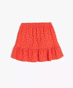 دامن کوچک کمر کشی خالدار طرح‎دار قرمز دخترانه برند Koton کد 1757283729