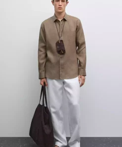پیراهن اسلیم فیت 100کتان برند Massimo Dutti کد 1757754849