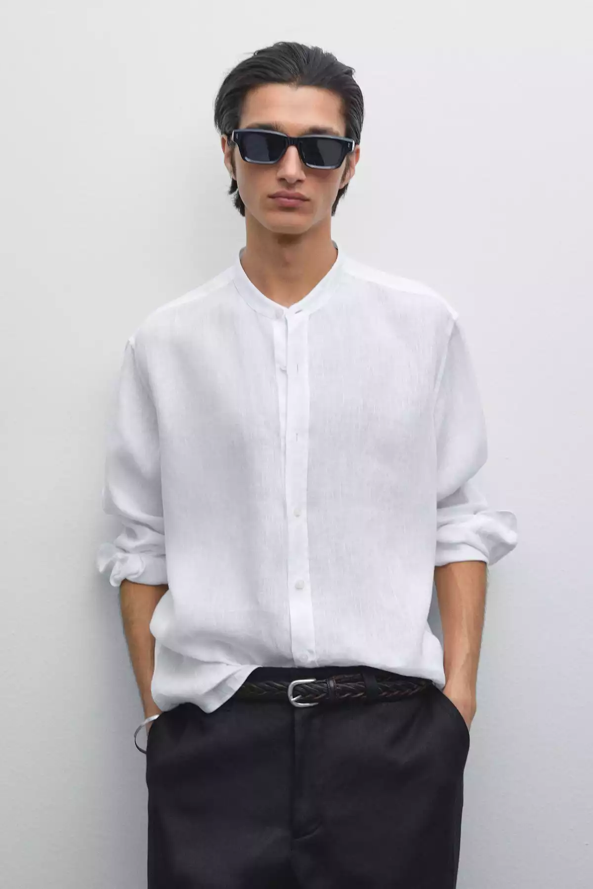 پیراهن متناسب یقه دیپلمات 100کتان برند Massimo Dutti کد 1757758929