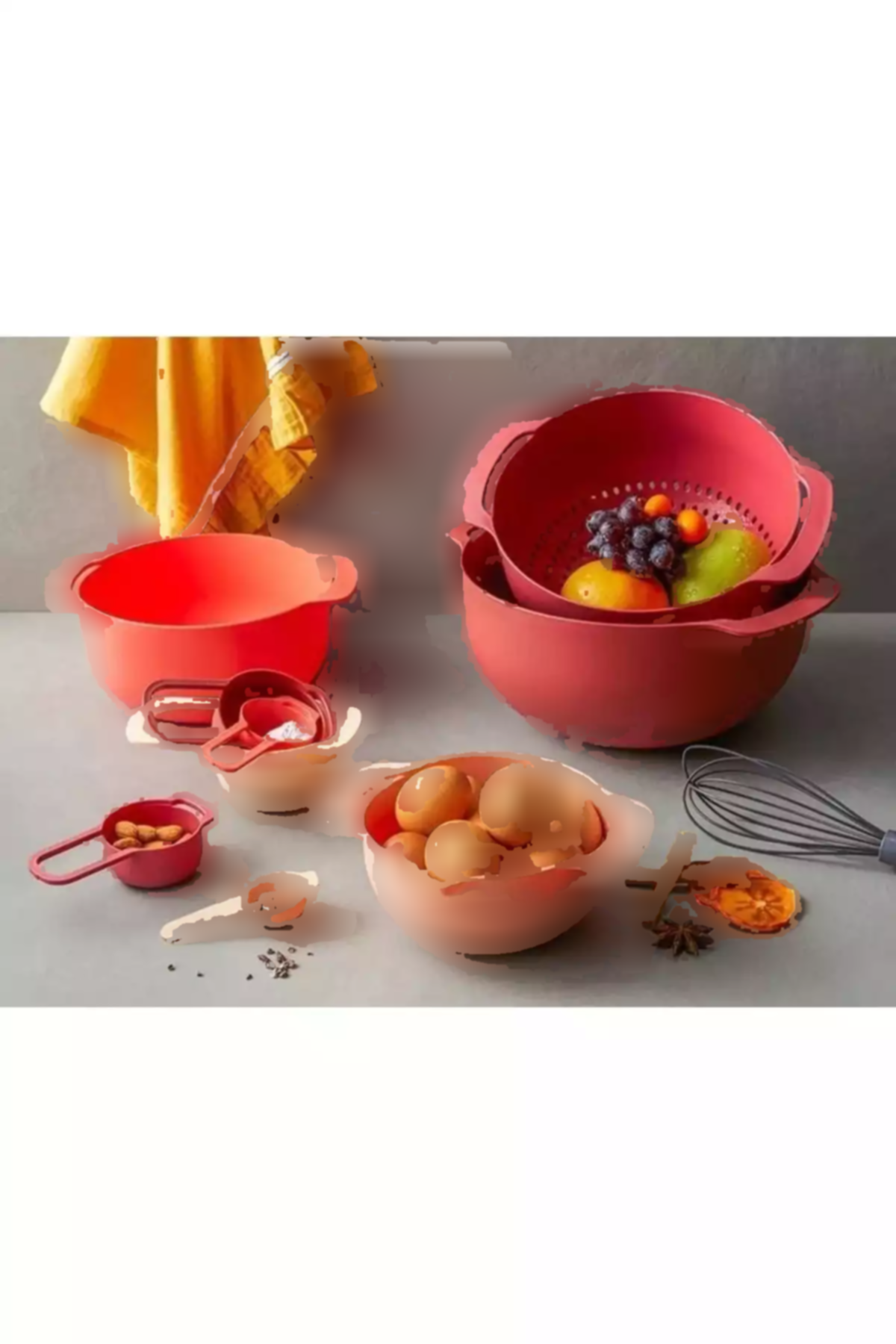 ظرف مخلوط کن پلاستیکی 9تکه قرمز میکس 31cm برند English Home کد 1758490327