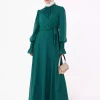 لباس مجلسی پوشیده شیفون سبز زمردی یوریو برند Refka کد 1758123067