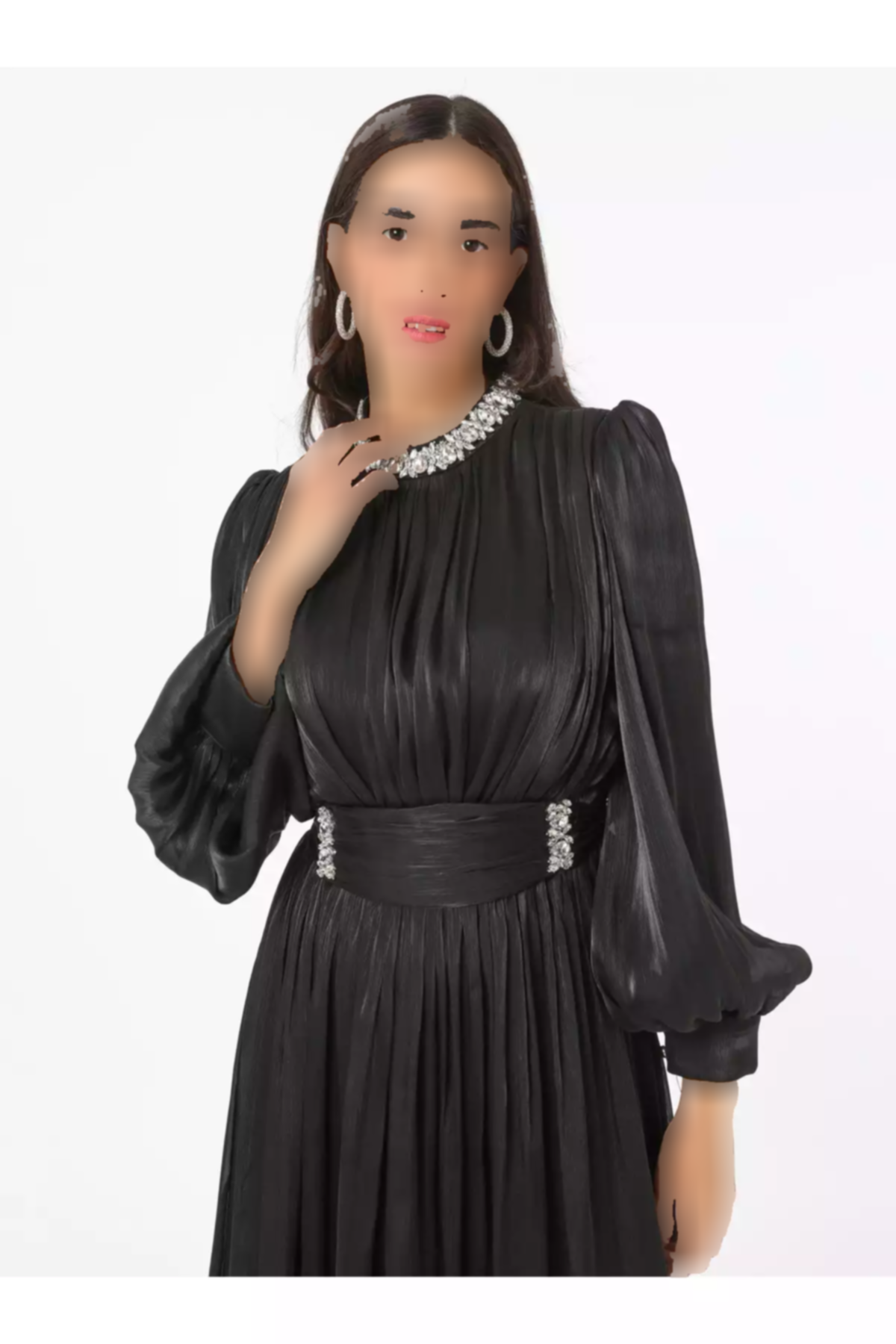 لباس مجلسی پوشیده ابریشم مشکی یوریو برند Refka کد 1758123066