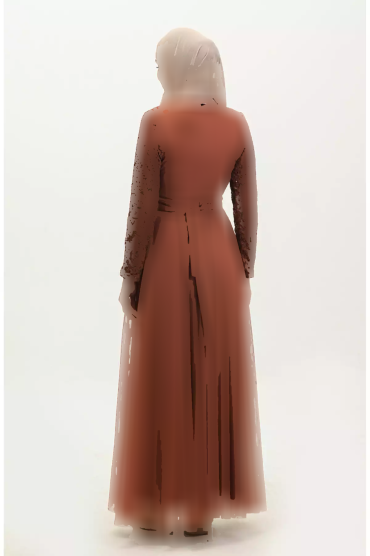 لباس مجلسی توری قهوهای کمربند دار برند sefamerve کد 1758127882