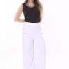 دکمه‎دار فلزی بدون جیب سایز بزرگ سفید شلوار زنانه برند Şans کد 1758336067
