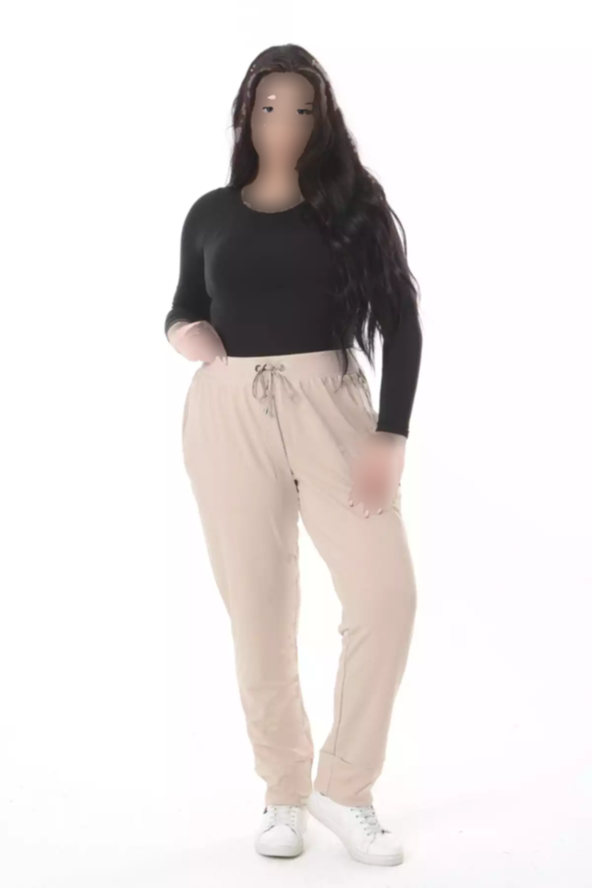 کمر بندی پاچه طرح بندار سایز بزرگ بژ شلوار زنانه برند Şans کد 1757956265