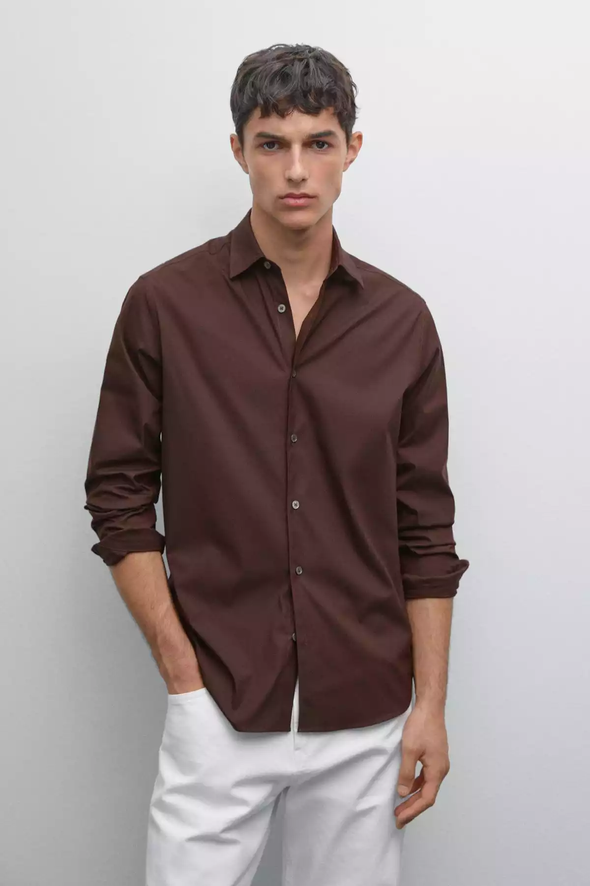 پیراهن اسلیم فیت کشی برند Massimo Dutti کد 1757749027