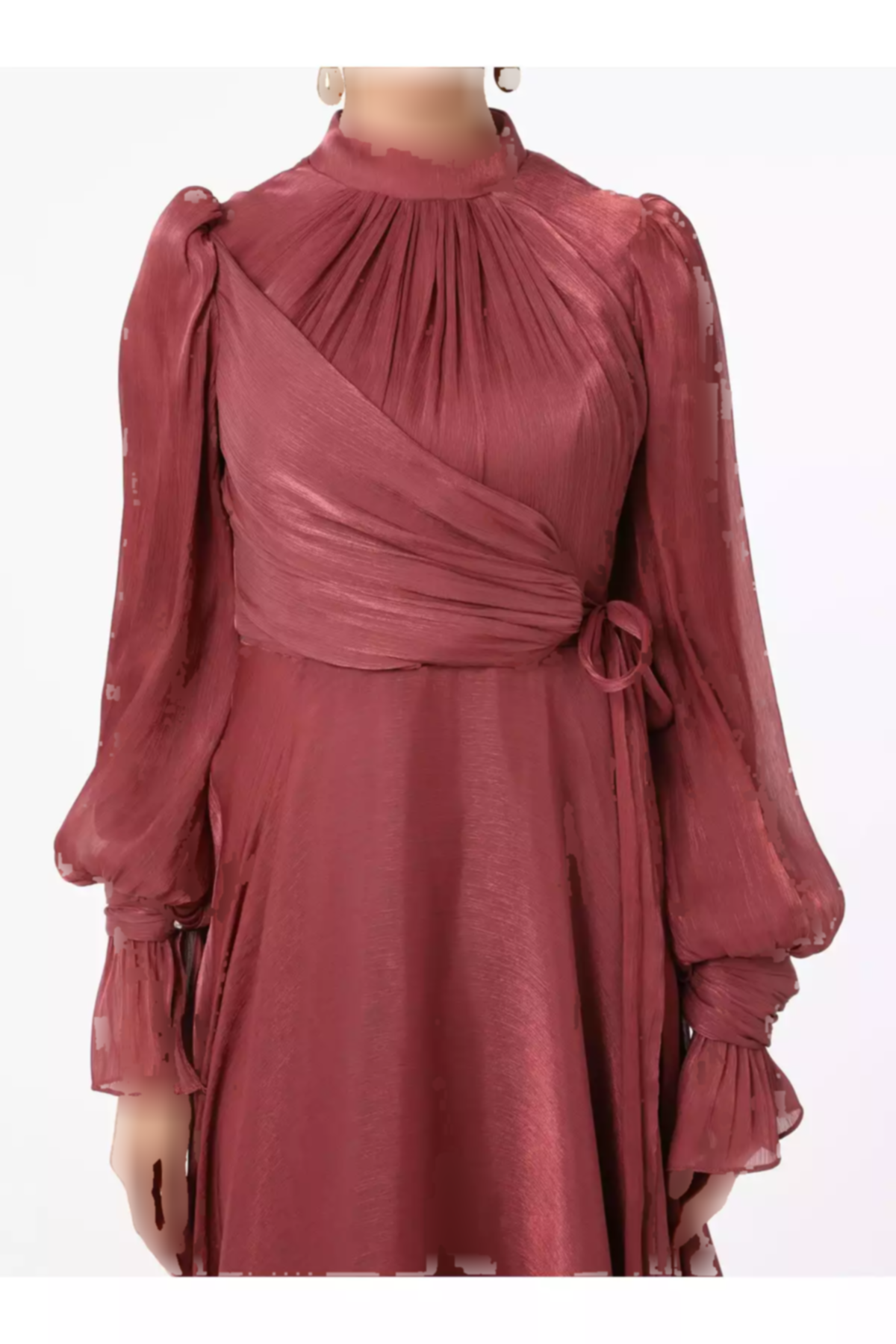 لباس مجلسی پوشیده ابریشم رنگ گل رز تیره یوریو برند Refka کد 1758121871