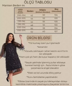 پیراهن مجلسی شیک زنانه با دامن سیاه و تزئینات پولکدار بزرگ جثه برند Seamoda - 32074138