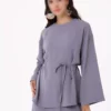 ست دو تکه تونیک و دامن با جزئیات بند دار - خاکستری برند Refka - 980958689