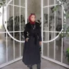 کاپشن زنانه بزرگ با یقه و آستر و کمربند فکدار فرهان برند GLR&GYM - 996775831